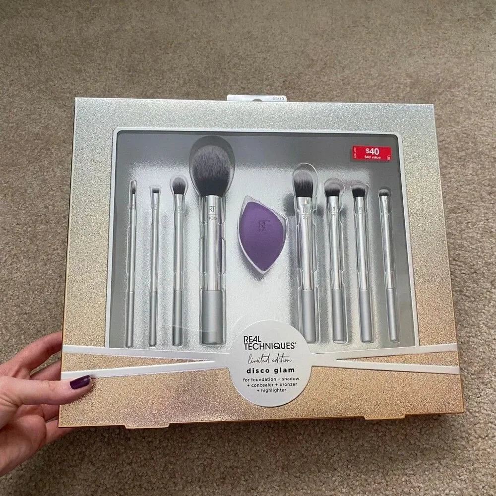 Real Techniques Disco Glam Brush Set Makeup Brushes Make Up Face Skin MUA NEW
